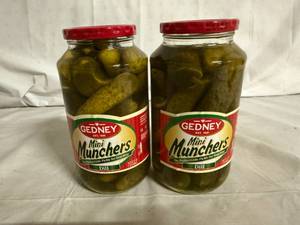lot 191 image: 2 Jars of Gedney Mini Muncher Dill Pickles