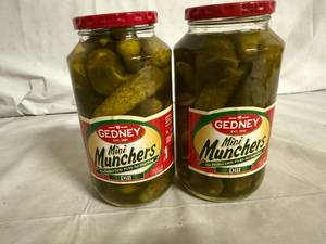 lot 192 image: 2 Jars of Gedney Mini Muncher Dill Pickles