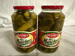 lot 193 image: 2 Jars of Gedney Mini Muncher Dill Pickles