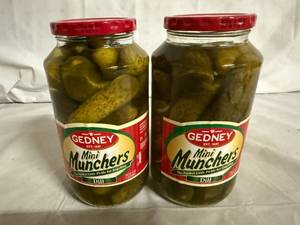 lot 195 image: 2 Jars of Gedney Mini Muncher Dill Pickles