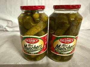 lot 196 image: 2 Jars of Gedney Mini Muncher Dill Pickles