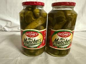 lot 199 image: 2 Jars of Gedney Mini Muncher Dill Pickles