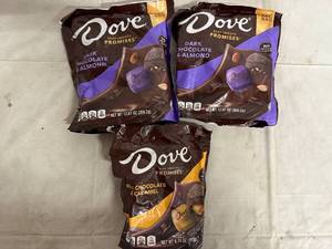 lot 275 image: 3 Bags of Dove Chocolate Candy