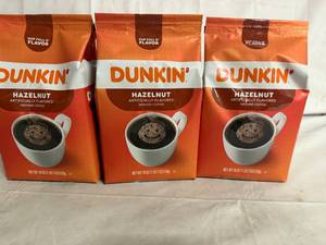 3 Bags of Dunkin Hazelnut Coffee