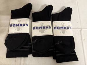 lot 47 image: 3 Pair of Black Bombas Socks - Large
