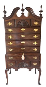 Kindel New England Style Mahogany Dresser / Kindel Mahogany Highboy Chest with Brass Hardware