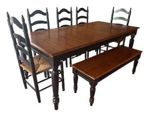 Dining Table Set with 5 Chairs and Bench / Farmhouse Style Dining Table Set