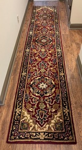 lot 25 image: Safavieh 28 x 143 Inch Handmade Runner Rug with Traditional Floral Pattern