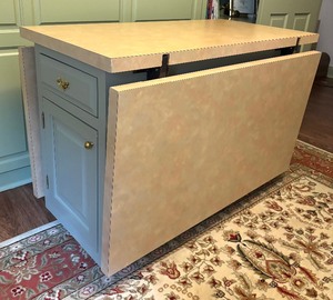 lot 23A image: Amazing Drop Leaf Crafting Table on Wheels