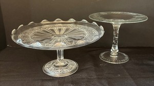 lot 99 image: Pair of Vintage Glass Pedestal Cake Stands