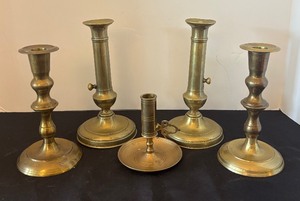 lot 79A image: Collection of Vintage Brass Candle Holders