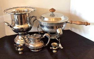 lot 53A image: Sensational Silver Plated Champagne Bucket, Chafing Dish, Teapot and More