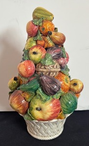 lot 126 image: 10.5 Tall Ceramic Fruit Topiary Table Decor
