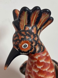 Pair of Vintage Majolica Hoopoe Bird Figurines