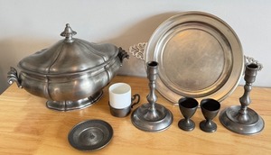 lot 124D image: Vintage Pewter Ware includng Villedieu Etain Pewter