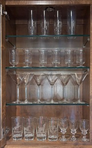 lot 117R image: Collection of Assorted Glassware Including Highball, Martini, and Goblet Glasses