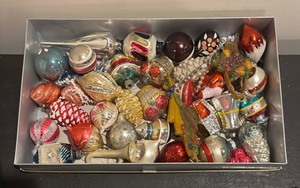 lot 169R image: Collection of Vintage Glass Christmas Ornaments Assorted Shapes