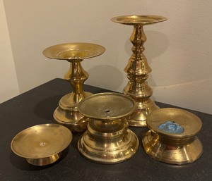 lot 206 image: Collection of Beautiful Brass Candle Holders