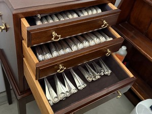 AMAZING Steiff Williamsburg Shell Sterling Silver Flatware Service for Twelve Set in Gorgeous Cabinet