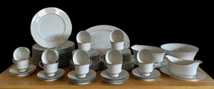 lot 147 image: Sango China Sheffield 3725 60-Piece Dinnerware Set with Serving Pieces