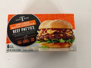 lot 11 image: C. 2lbs(6x 13lb) Beef Patties-uncured bacon & cheddar
