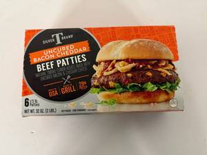 lot 12 image: C. 2lbs(6x 13lb) Beef Patties-uncured bacon & cheddar