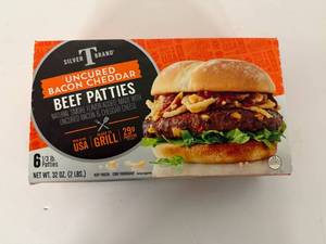 lot 16 image: C. 2lbs(6x 13lb) Beef Patties-uncured bacon & cheddar