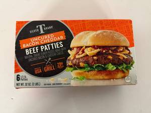 C. 2lbs(6x 1/3lb) Beef Patties-uncured bacon & cheddar