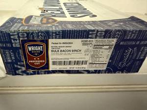 lot 23 image: H. 15lbs Bulk Bacon Natural Hickory Smoked-Wright Brand