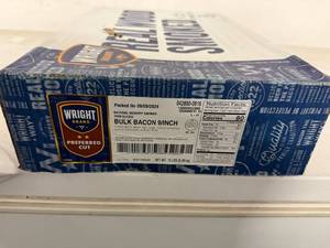 lot 25 image: H. 15lbs Bulk Bacon Natural Hickory Smoked-Wright Brand