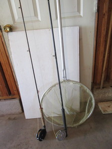 lot 60 image: Fly rods, open reels, aluminum fram...