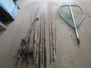 lot 88 image: Rods with reels, two part & telesco...