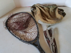 lot 97 image: Graphite net, Canvas sack, Fisherma...