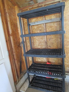 lot 117 image: Shelf unit, plastic, 36 x 18 x 60...