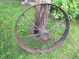 lot 123 image: Primitive steel wheel, 32D x 4W...