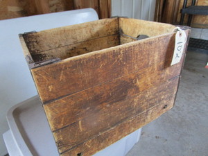 lot 102 image: Antique Grocery box, wooden folding...