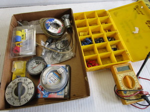 lot 173 image: Wire connectors, gauges, multi mete...