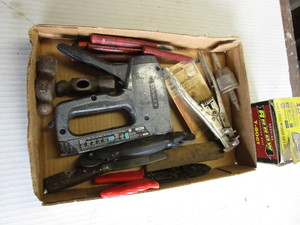 lot 180 image: Stapler, staples, wire stripper, ca...