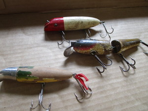 lot 205 image: Antique lures Bassareno, two part ...