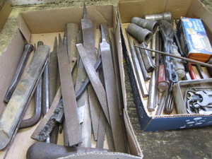 lot 245 image: Files, wire brushes, punches, batte...