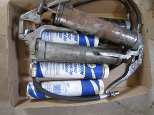 lot 258 image: Three grease guns, couple tubes of ...
