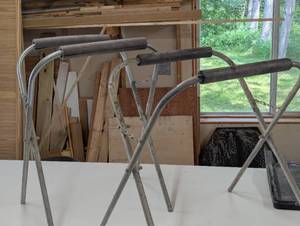 lot 80 image: Pair of Folding Stands - Aluminum