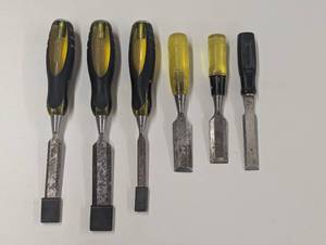 lot 27 image: 6 Piece Set - Wood Chisel Set - Mainly Stanley