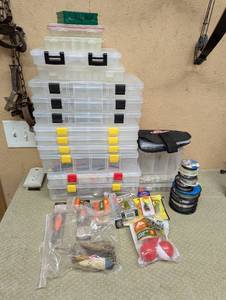 lot 252 image: Mega Lot of Fishing Tackle and Tackle Box Organizers with Line and More