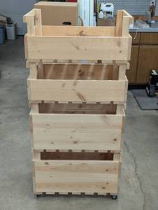 lot 169 image: Rolling and Stacking GardenStorage Cart - 4 Separate Bins All Stock