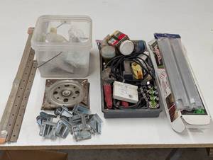 lot 175 image: Huge Mixed Lot of Hardware, Hinges, bed lift, Levelers, Cabinet Hardware and More