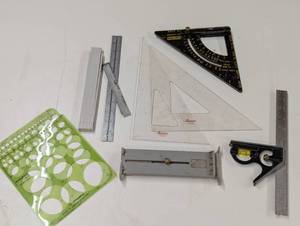 lot 143 image: Mixed Lot of Squares, Triangles, Rulers, and Guides