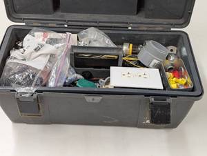 lot 119 image: Plano Tool Box Filled with Electrical Fittings and Supplies