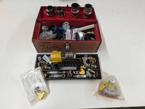 lot 115 image: Stack On Tool Box - Filled with Gas & Plumbing Fittings