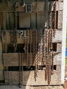 lot 362 image: Entire Wall of Chains, Hooks, and Pins - Take All